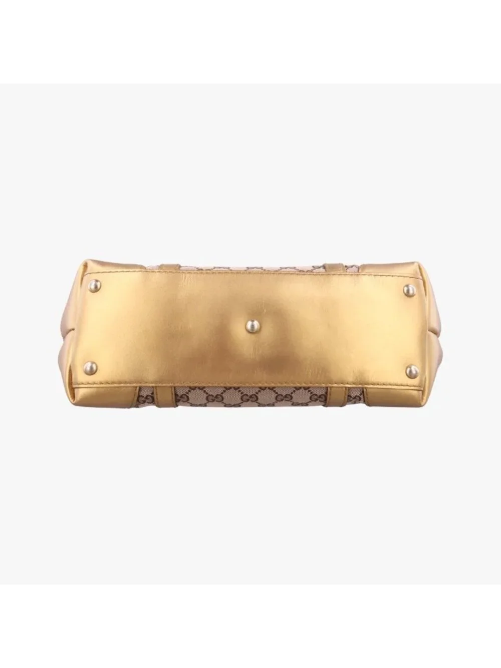 Gucci Lovely Gold Beige Brown GG Canvas Leather Handbag